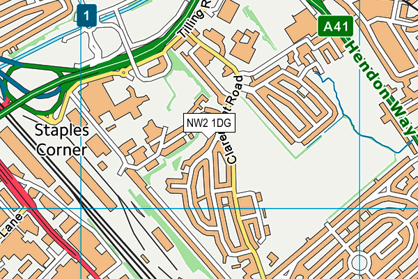 NW2 1DG map - OS VectorMap District (Ordnance Survey)