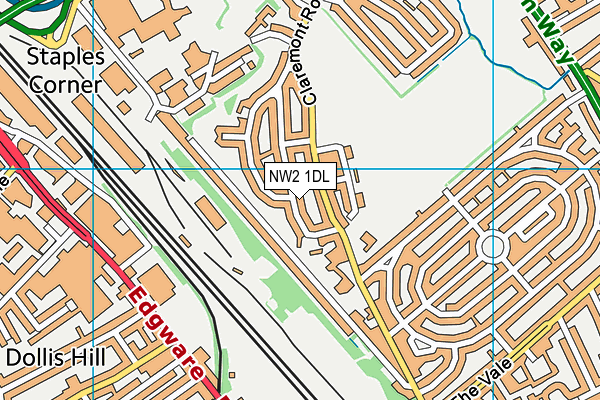 NW2 1DL map - OS VectorMap District (Ordnance Survey)
