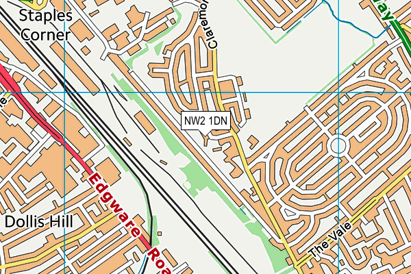 NW2 1DN map - OS VectorMap District (Ordnance Survey)