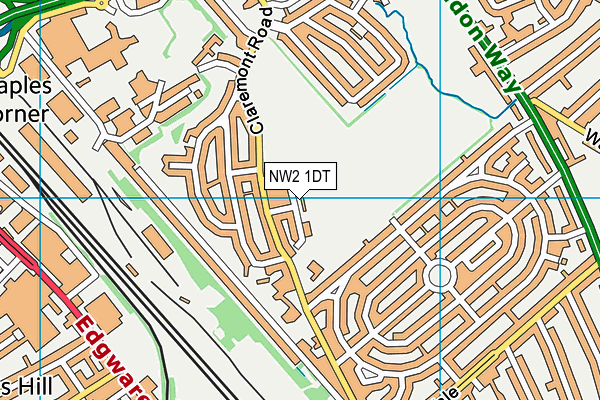 NW2 1DT map - OS VectorMap District (Ordnance Survey)