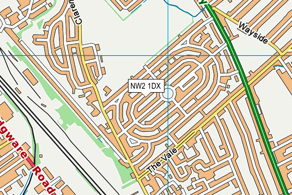 NW2 1DX map - OS VectorMap District (Ordnance Survey)