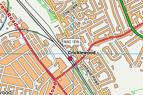 NW2 1EW map - OS VectorMap District (Ordnance Survey)