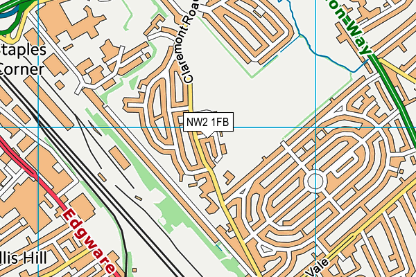 NW2 1FB map - OS VectorMap District (Ordnance Survey)