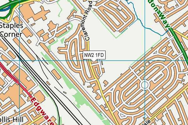 NW2 1FD map - OS VectorMap District (Ordnance Survey)