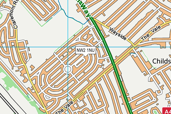 NW2 1NU map - OS VectorMap District (Ordnance Survey)