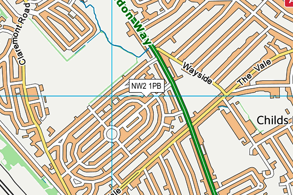 NW2 1PB map - OS VectorMap District (Ordnance Survey)