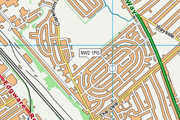 NW2 1PG map - OS VectorMap District (Ordnance Survey)
