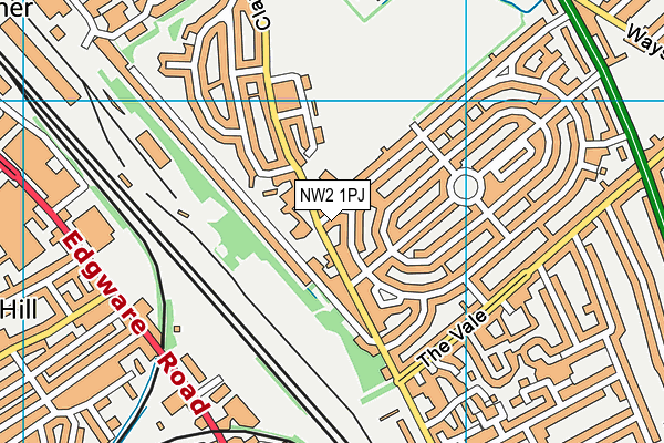NW2 1PJ map - OS VectorMap District (Ordnance Survey)