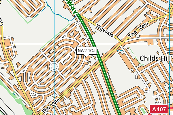 NW2 1QJ map - OS VectorMap District (Ordnance Survey)