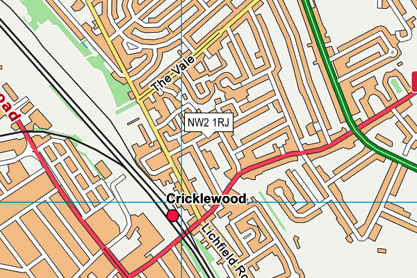 NW2 1RJ map - OS VectorMap District (Ordnance Survey)