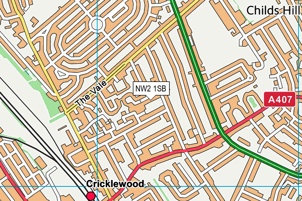 NW2 1SB map - OS VectorMap District (Ordnance Survey)