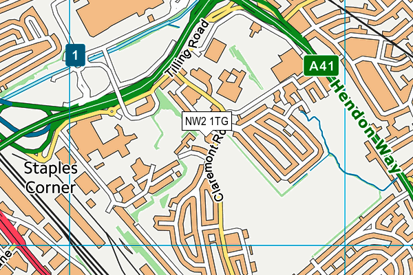 NW2 1TG map - OS VectorMap District (Ordnance Survey)