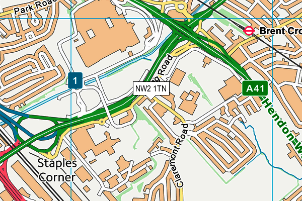NW2 1TN map - OS VectorMap District (Ordnance Survey)