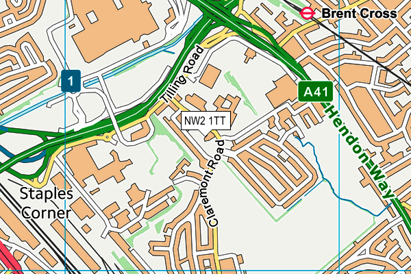 NW2 1TT map - OS VectorMap District (Ordnance Survey)