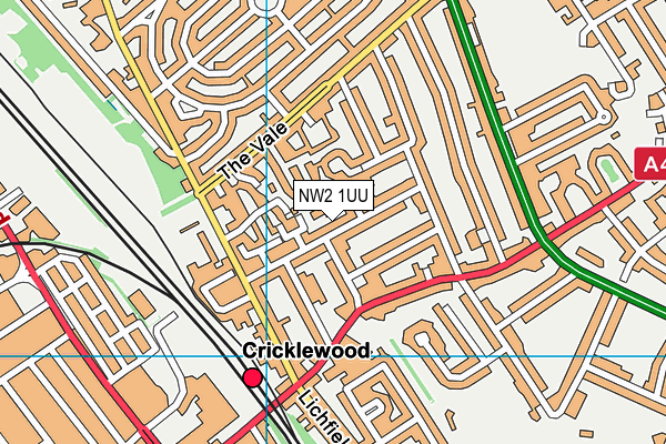 NW2 1UU map - OS VectorMap District (Ordnance Survey)