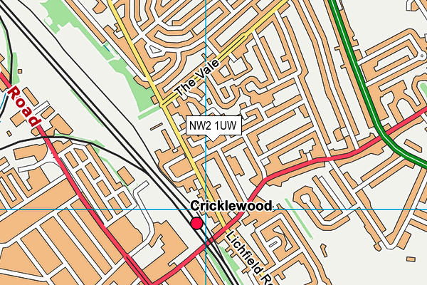 NW2 1UW map - OS VectorMap District (Ordnance Survey)