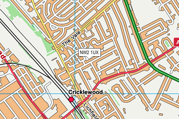 NW2 1UX map - OS VectorMap District (Ordnance Survey)