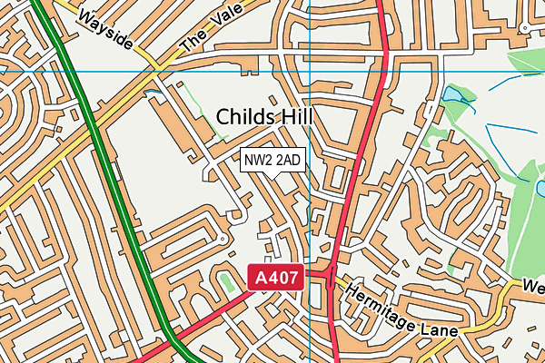 NW2 2AD map - OS VectorMap District (Ordnance Survey)