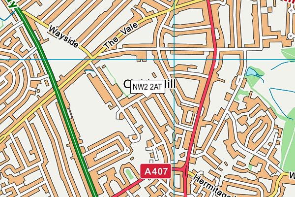 NW2 2AT map - OS VectorMap District (Ordnance Survey)