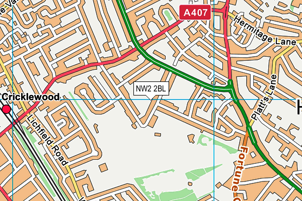 NW2 2BL map - OS VectorMap District (Ordnance Survey)