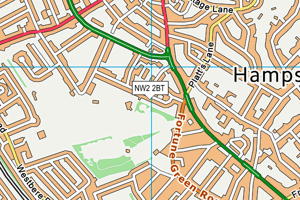 NW2 2BT map - OS VectorMap District (Ordnance Survey)