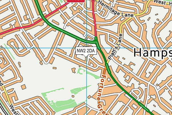 NW2 2DA map - OS VectorMap District (Ordnance Survey)