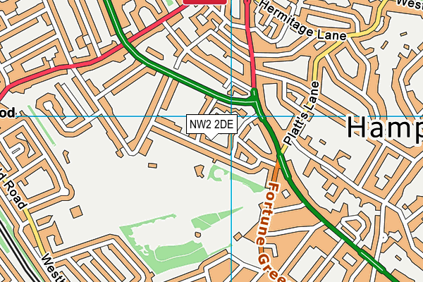 NW2 2DE map - OS VectorMap District (Ordnance Survey)