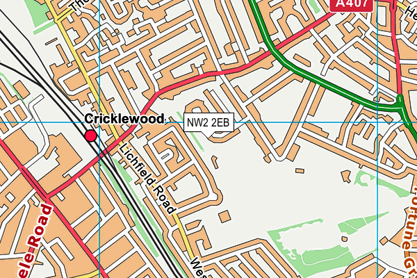 Brondesbury Sports Club map (NW2 2EB) - OS VectorMap District (Ordnance Survey)