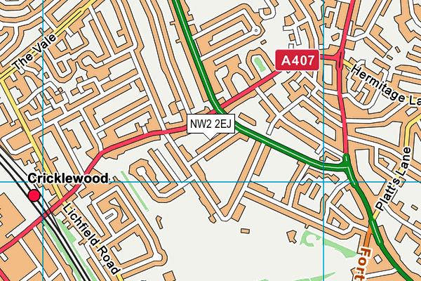 NW2 2EJ map - OS VectorMap District (Ordnance Survey)