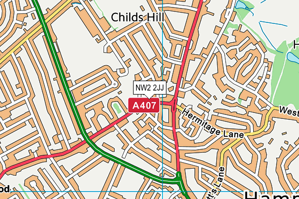 NW2 2JJ map - OS VectorMap District (Ordnance Survey)