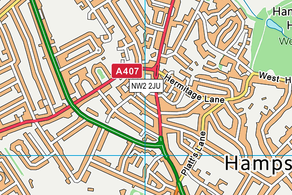 NW2 2JU map - OS VectorMap District (Ordnance Survey)