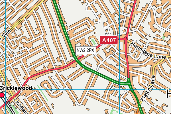 NW2 2PX map - OS VectorMap District (Ordnance Survey)