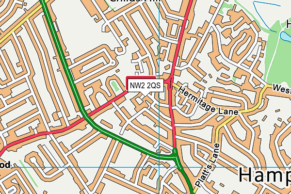 NW2 2QS map - OS VectorMap District (Ordnance Survey)