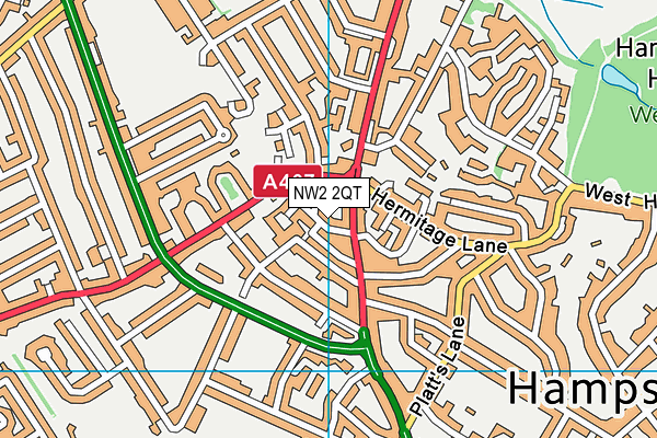 NW2 2QT map - OS VectorMap District (Ordnance Survey)