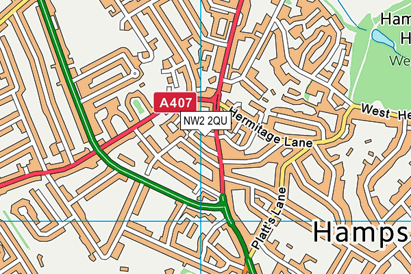 NW2 2QU map - OS VectorMap District (Ordnance Survey)