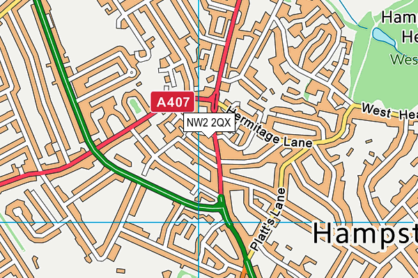 NW2 2QX map - OS VectorMap District (Ordnance Survey)