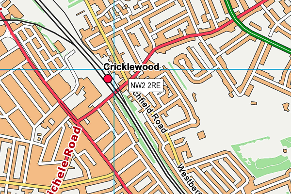 NW2 2RE map - OS VectorMap District (Ordnance Survey)
