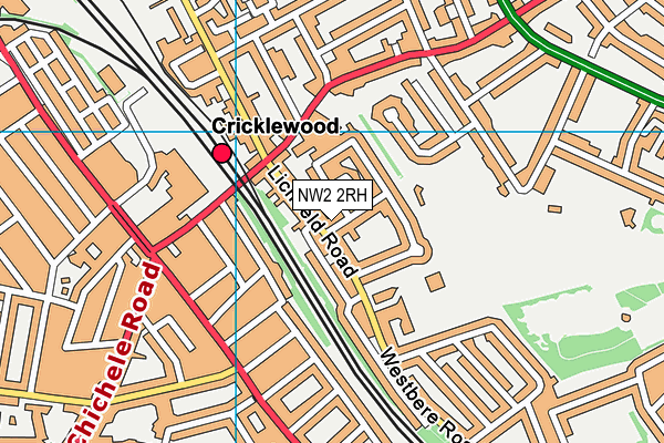NW2 2RH map - OS VectorMap District (Ordnance Survey)