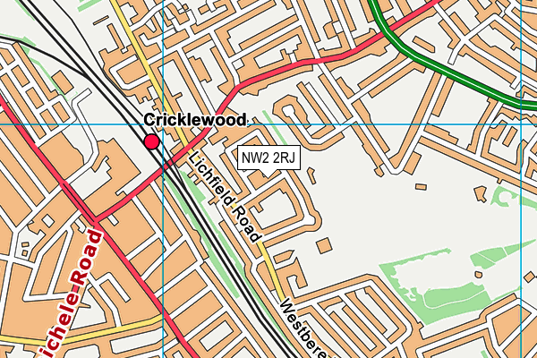 NW2 2RJ map - OS VectorMap District (Ordnance Survey)