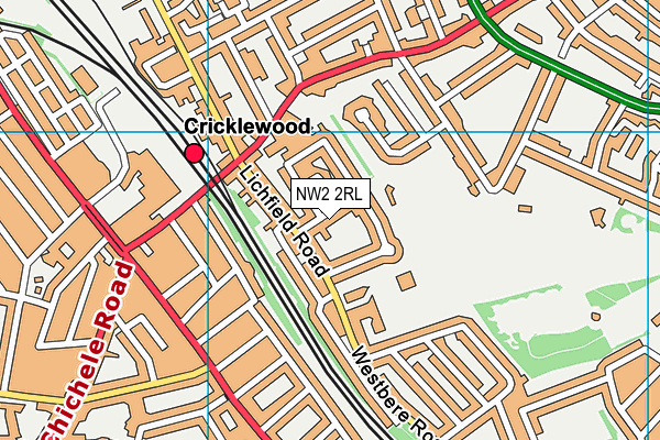 NW2 2RL map - OS VectorMap District (Ordnance Survey)