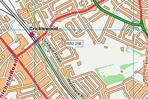 NW2 2SB map - OS VectorMap District (Ordnance Survey)