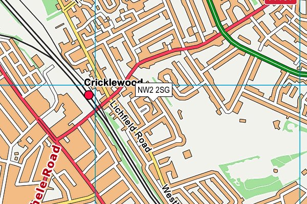 NW2 2SG map - OS VectorMap District (Ordnance Survey)