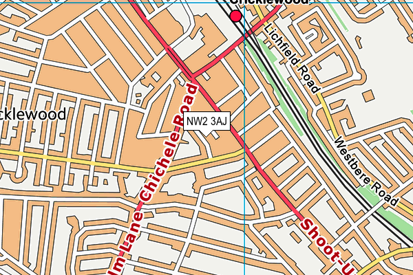 NW2 3AJ map - OS VectorMap District (Ordnance Survey)