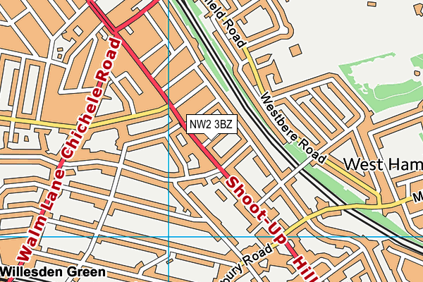 NW2 3BZ map - OS VectorMap District (Ordnance Survey)