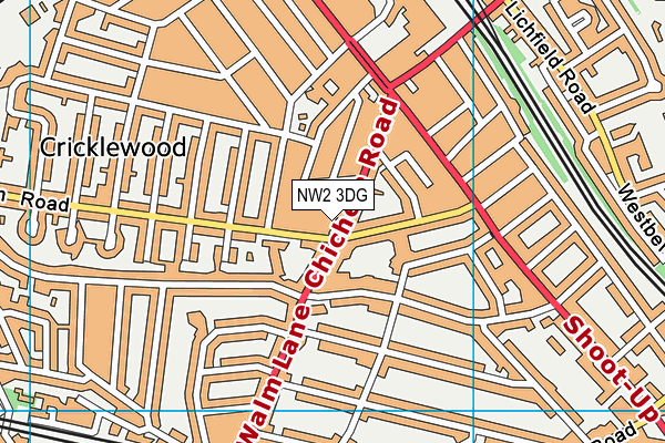 NW2 3DG map - OS VectorMap District (Ordnance Survey)