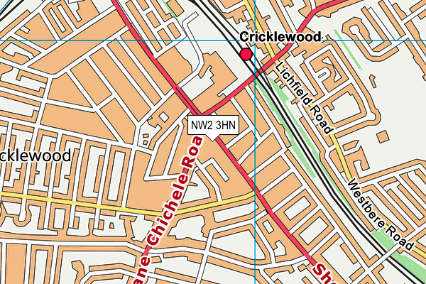 NW2 3HN map - OS VectorMap District (Ordnance Survey)