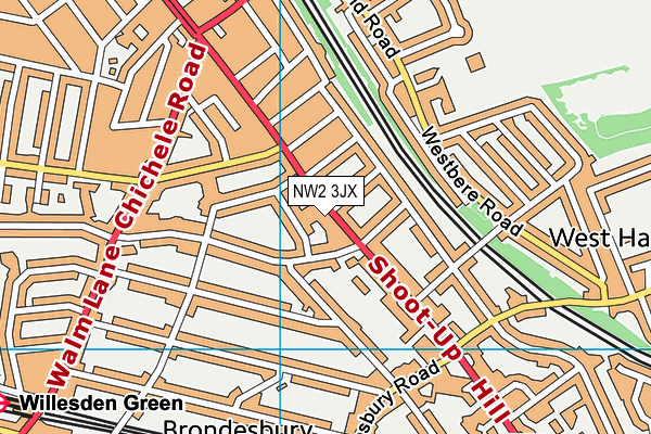 NW2 3JX map - OS VectorMap District (Ordnance Survey)