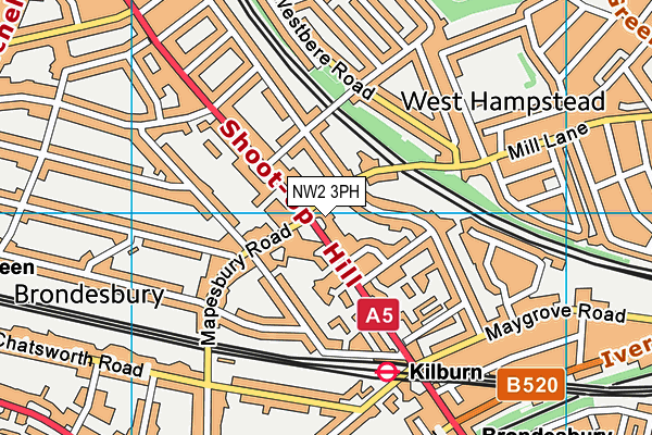 NW2 3PH map - OS VectorMap District (Ordnance Survey)
