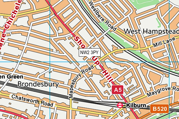 NW2 3PY map - OS VectorMap District (Ordnance Survey)