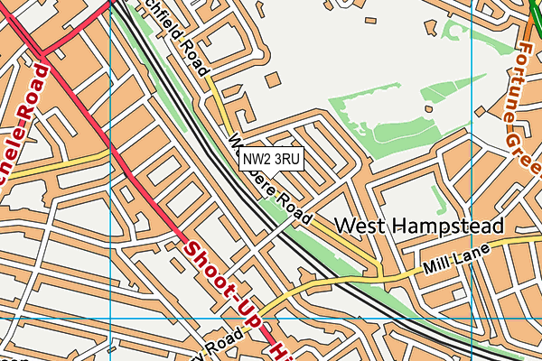 NW2 3RU map - OS VectorMap District (Ordnance Survey)
